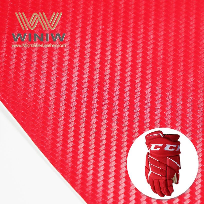 Cuero sintético de la PU de la microfibra de la fibra de carbono para los guantes del hockey sobre hielo