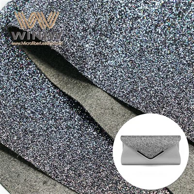 Tela de bolsos de imitación de cuero de imitación de microfibra brillante